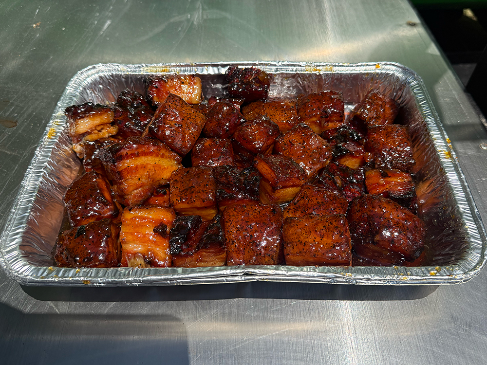 Glazed pork bites